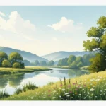 Eine malerische Flusslandschaft, die die wunderschönen Naturschutzgebiete Freising symbolisiert.