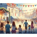 Eine bunte Szene beim Sommer Wunder Freising Festival mit Menschen, die ein Open-Air-Konzert genießen.