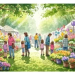 Ein farbenfrohes Bild der Freisinger Gartentage mit vielen Blumen und Pflanzen.