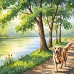 Glücklicher Hund beim Spaziergang in der Natur - Freising mit Hund erleben