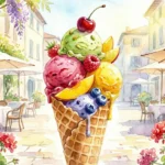 Eisdiele Freising: Die besten Spots für dein Eisglück Eine bunte Eistüte vor einer sonnigen Kulisse einer Eisdiele Freising.
