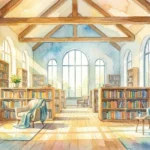 Stadtbibliothek Freising: Dein Ort für Bildung & Freizeit Ein heller, gemütlicher Lesebereich in der Stadtbibliothek Freising mit Blick auf Bücherregale.