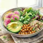 Vegan Freising: Der ultimative Guide für Pflanzenfresser Eine bunte und gesund angerichtete Schüssel mit Gemüse als Symbol für Vegan Freising.