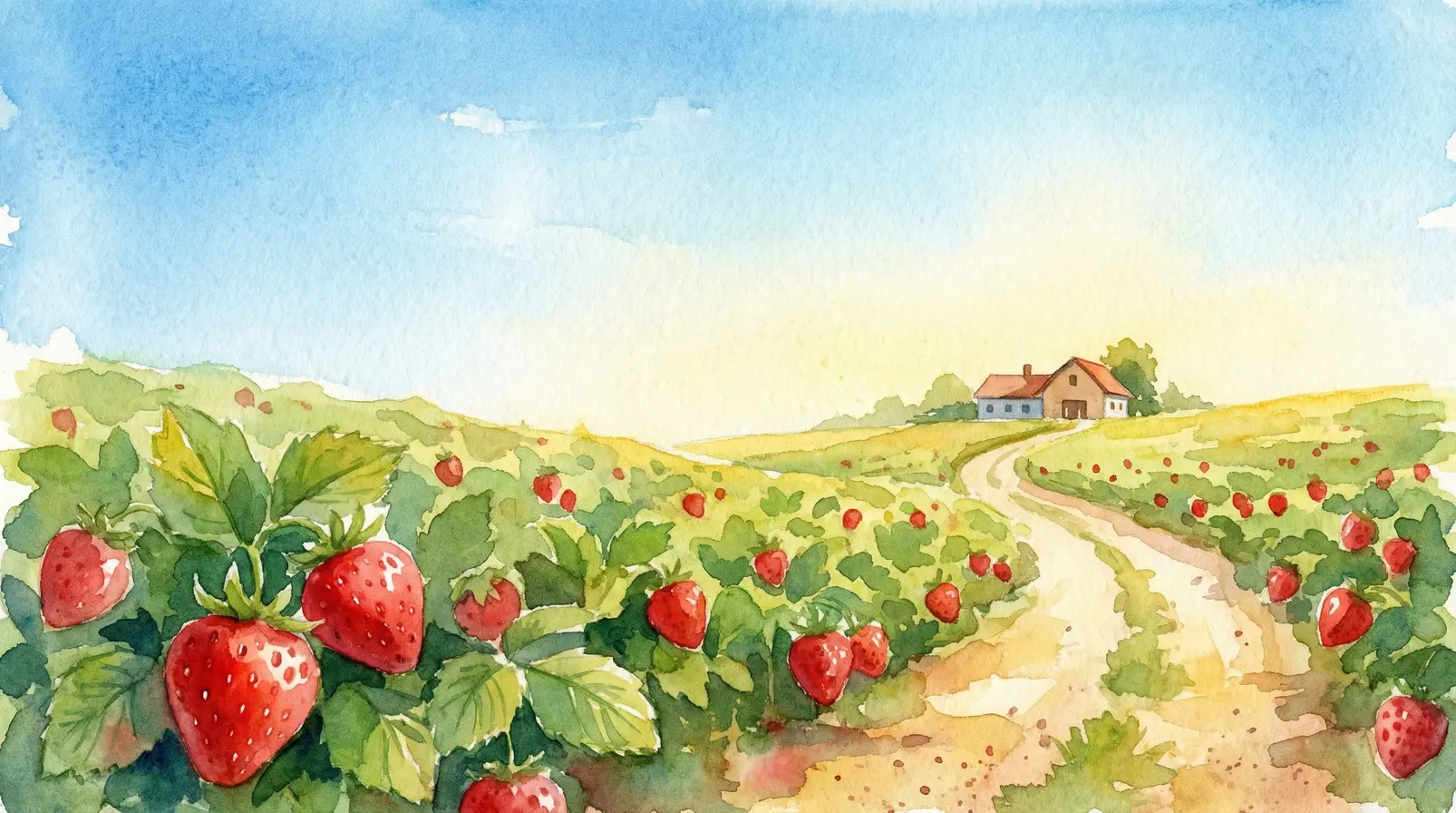 Frische rote Früchte beim Erdbeeren pflücken in Freising auf einem grünen Feld